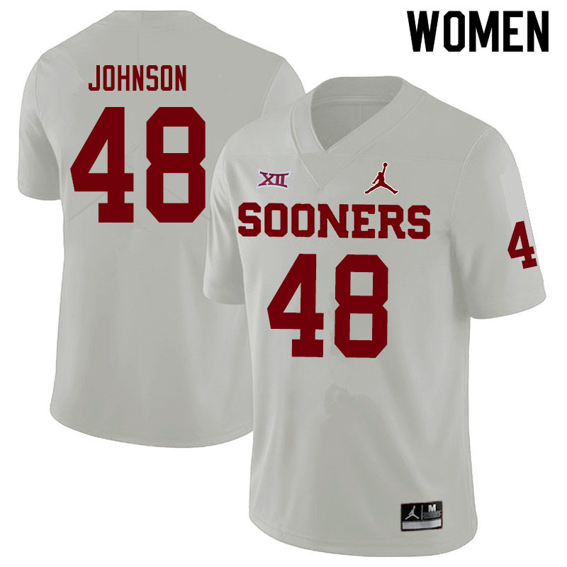 Women #48 Stephen Johnson Oklahoma Sooners Jordan Brand College Football Jerseys Sale-White - Click Image to Close